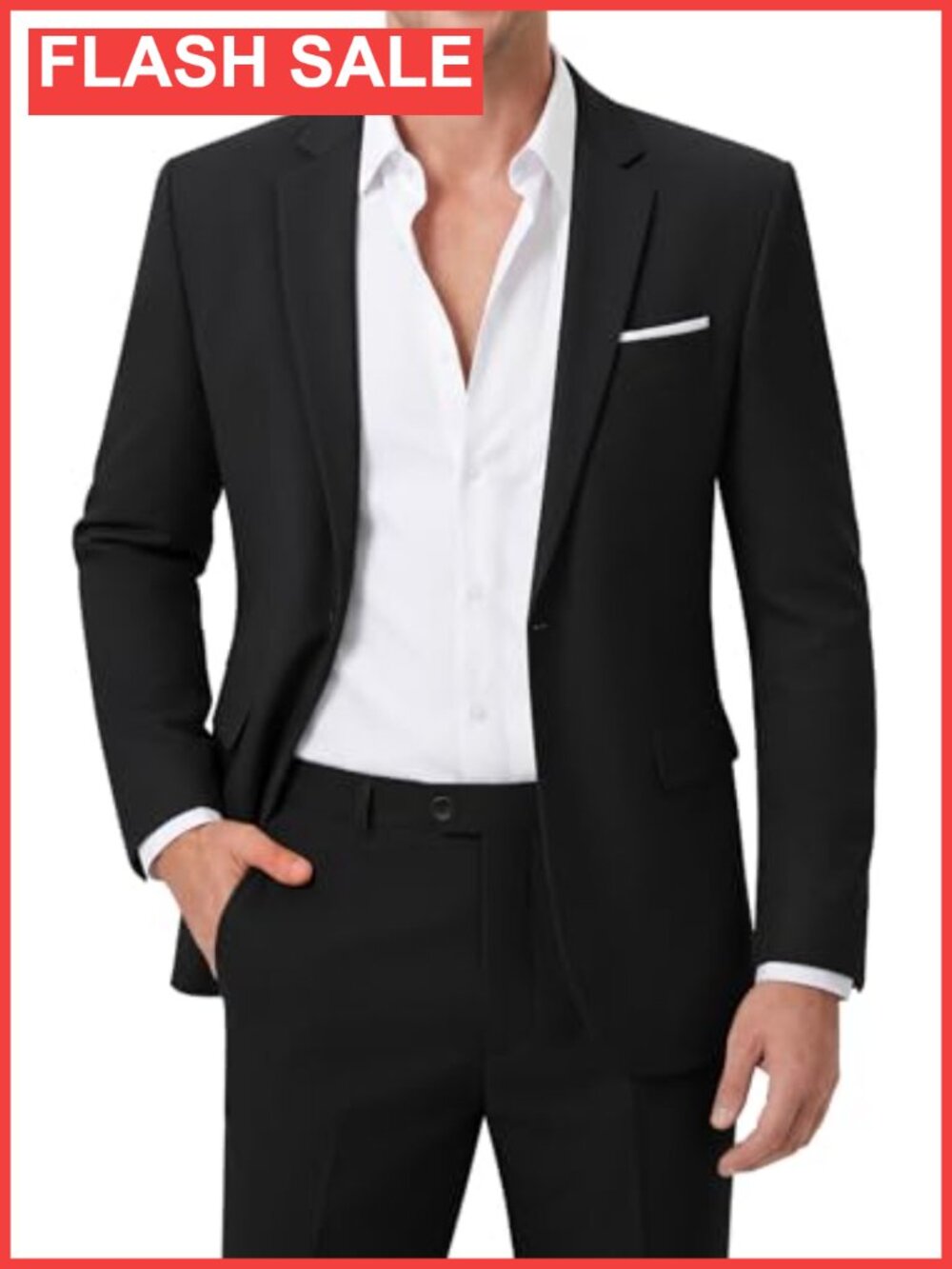 Men's Slim Fit Two-Piece Suit Set, Polyester Rayon Blend